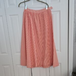 Women's Coral Stripe Midi Skirt